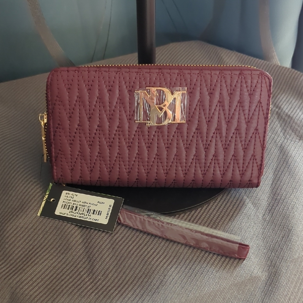 Badgley Mischka Plum Quilted Wallet